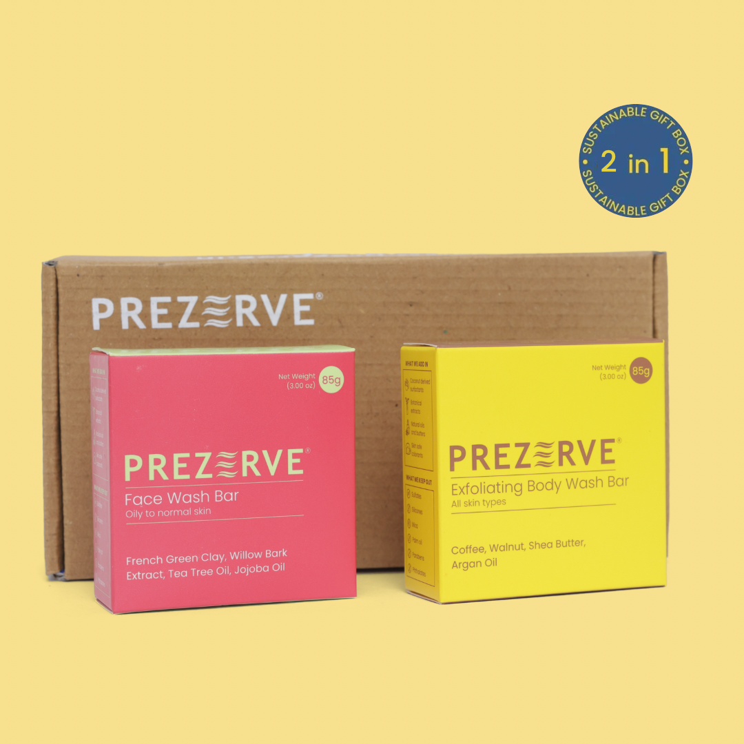 Prezerve Oily to Normal Skin Face & Coffee Body Wash Bars Combo | Vegan