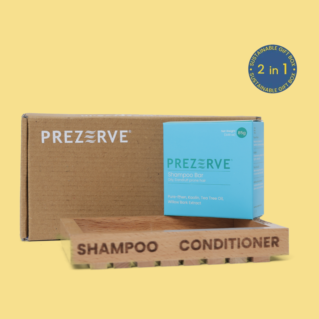 Prezerve Clarifying Shampoo Bar & Bamboo Dish Combo | For Oily & Itchy Scalp