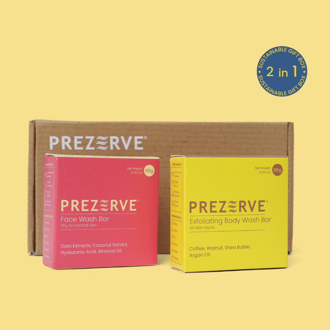Prezerve Dry Skin Face Wash & Coffee Body Wash Combo | Eco-Friendly