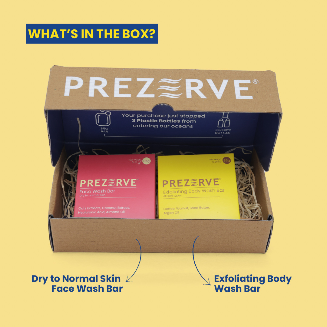 Prezerve Dry Skin Face Wash & Coffee Body Wash Combo | Eco-Friendly
