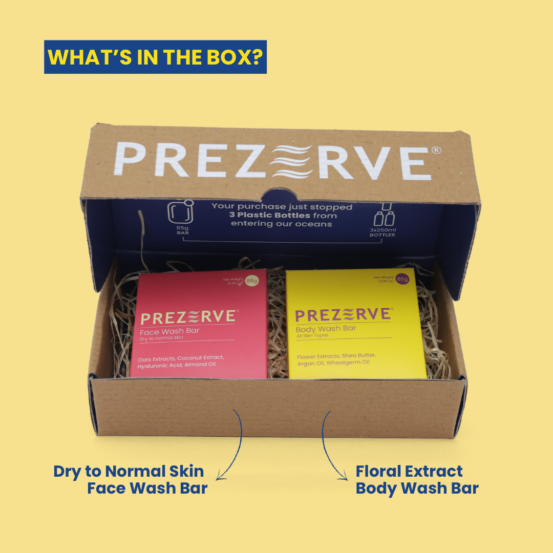 Prezerve Dry Skin Face & Floral Body Wash Bars Combo