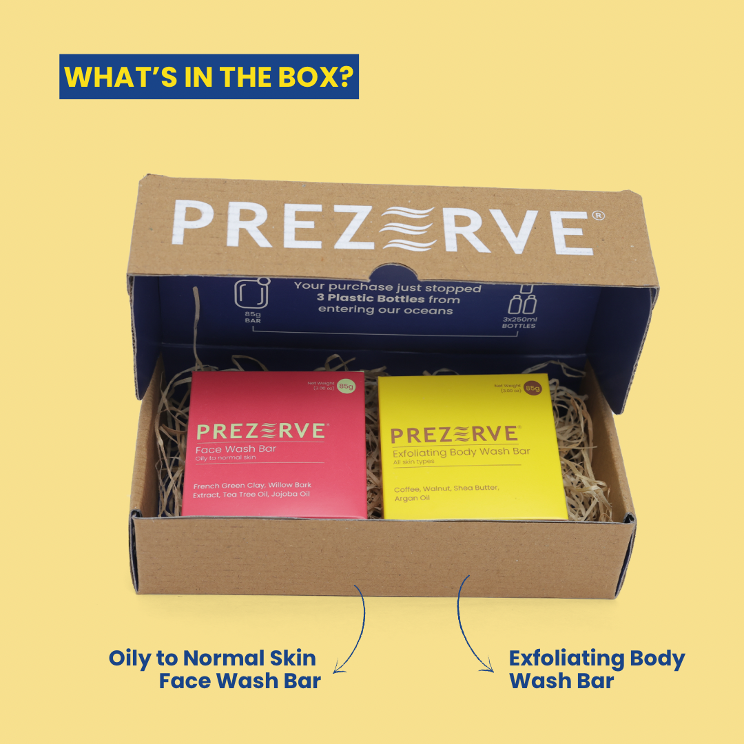 Prezerve Oily to Normal Skin Face & Coffee Body Wash Bars Combo | Vegan
