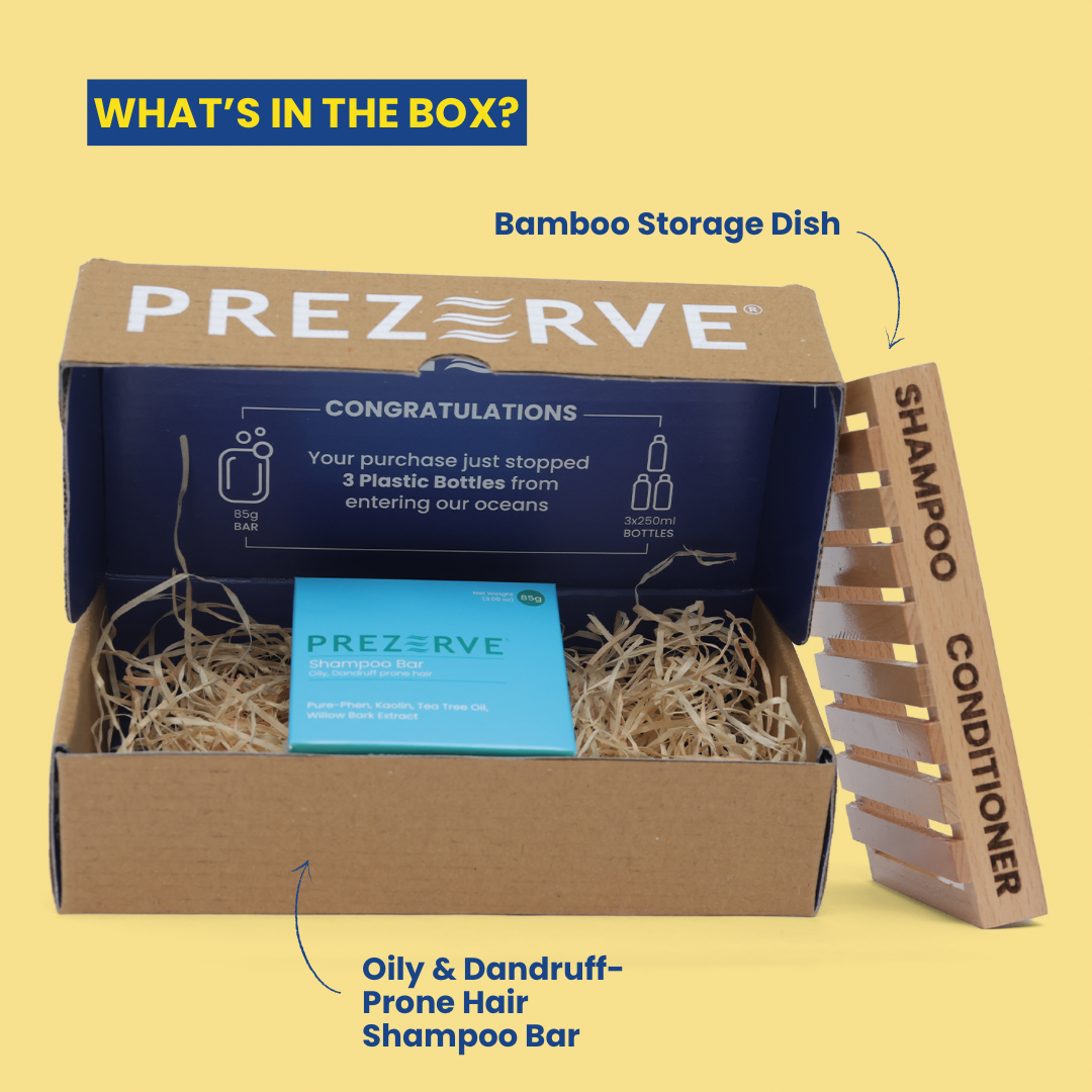 Prezerve Clarifying Shampoo Bar & Bamboo Dish Combo | For Oily & Itchy Scalp