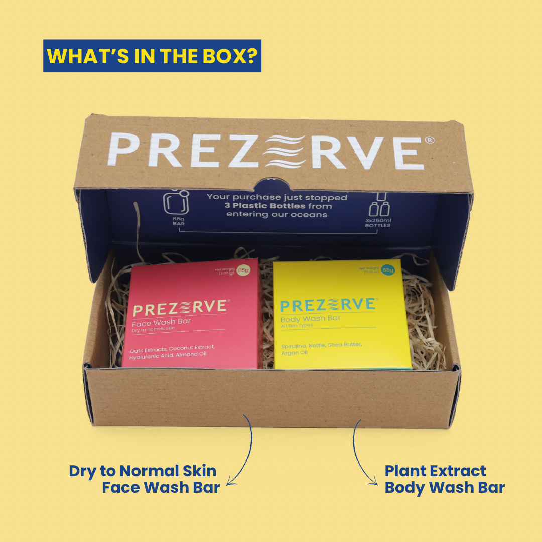 Prezerve Dry Skin Face & Plant Extract Body Wash Combo | Eco-Friendly