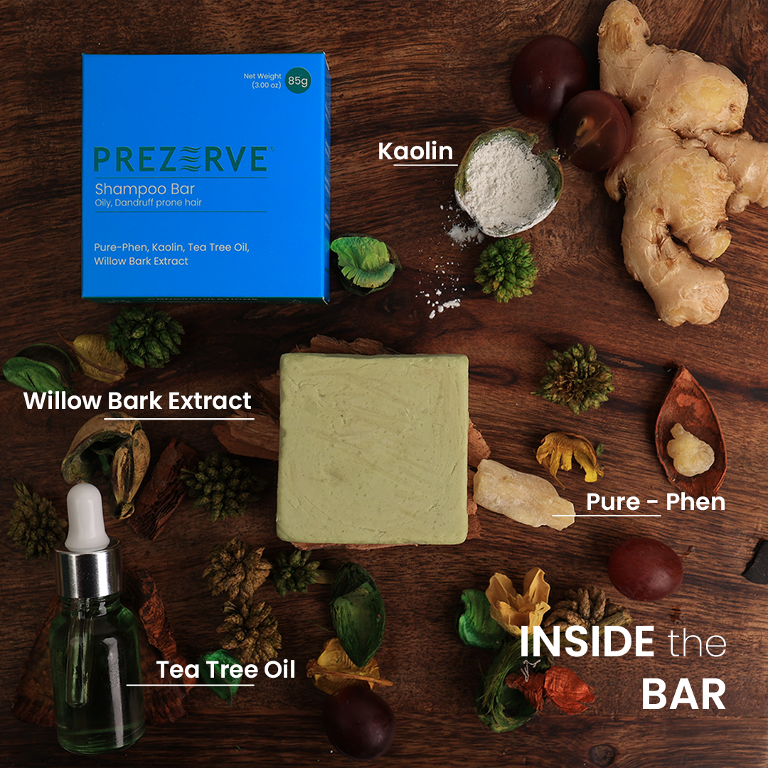 Prezerve Clarifying Shampoo Bar & Bamboo Dish Combo | For Oily & Itchy Scalp
