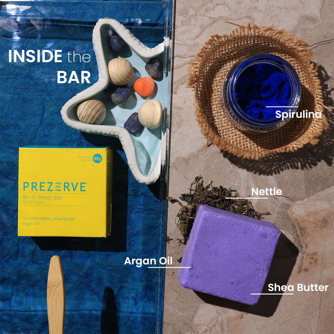 Prezerve Oily to Normal Skin Face & Plant Extract Body Wash Bars Combo | Vegan