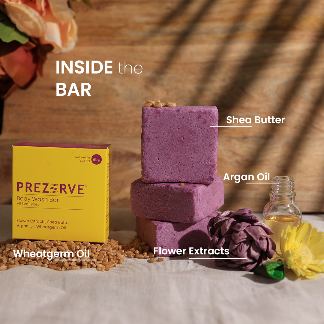 Prezerve Body Wash Bar with Flower Extracts for All Skin Types