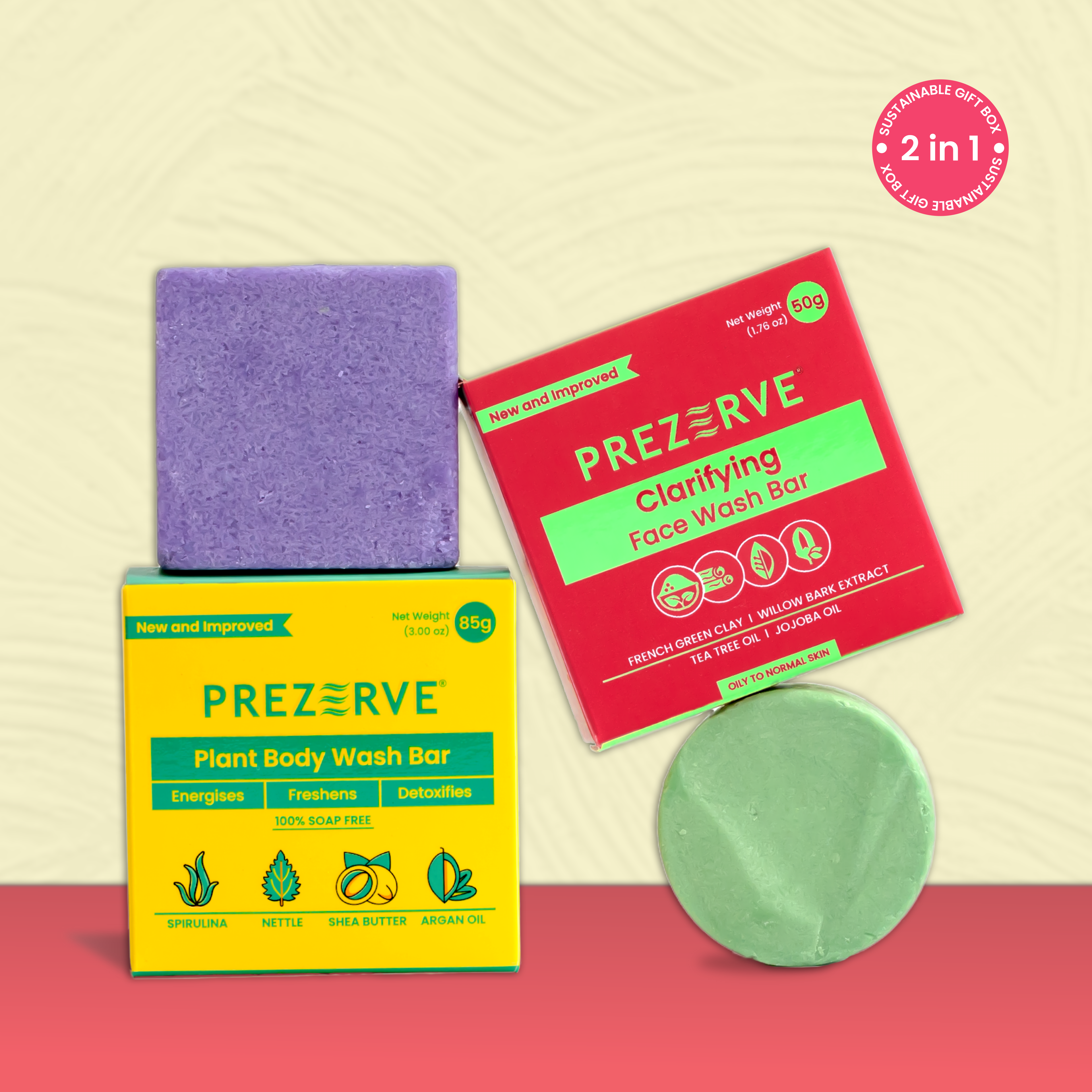 Prezerve Oily Skin Face Wash & Plant Extract Body Wash Bars(Pack of 2)