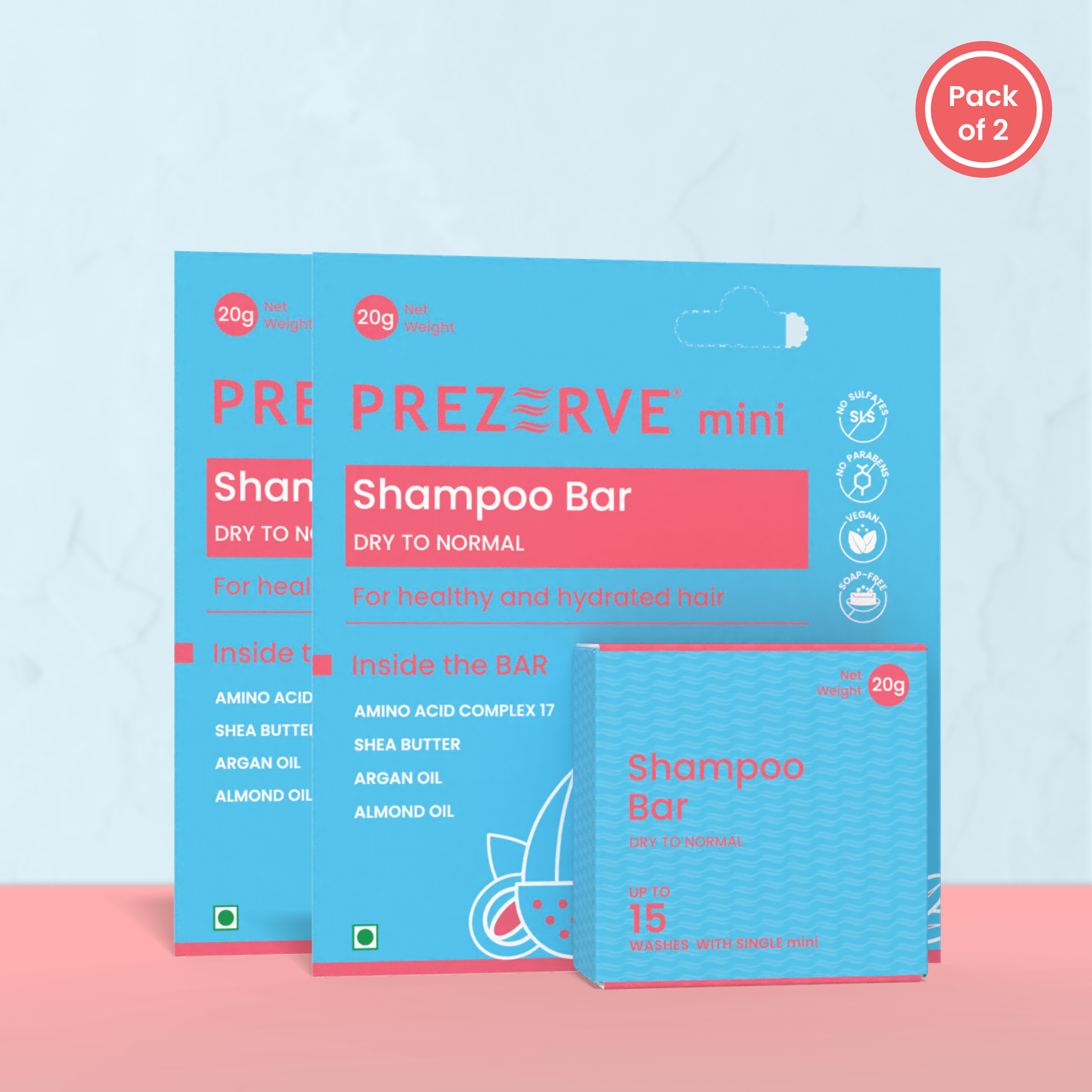 Prezerve Nourishing Mini Shampoo Bar for Dry to Normal Hair(Pack of 2)