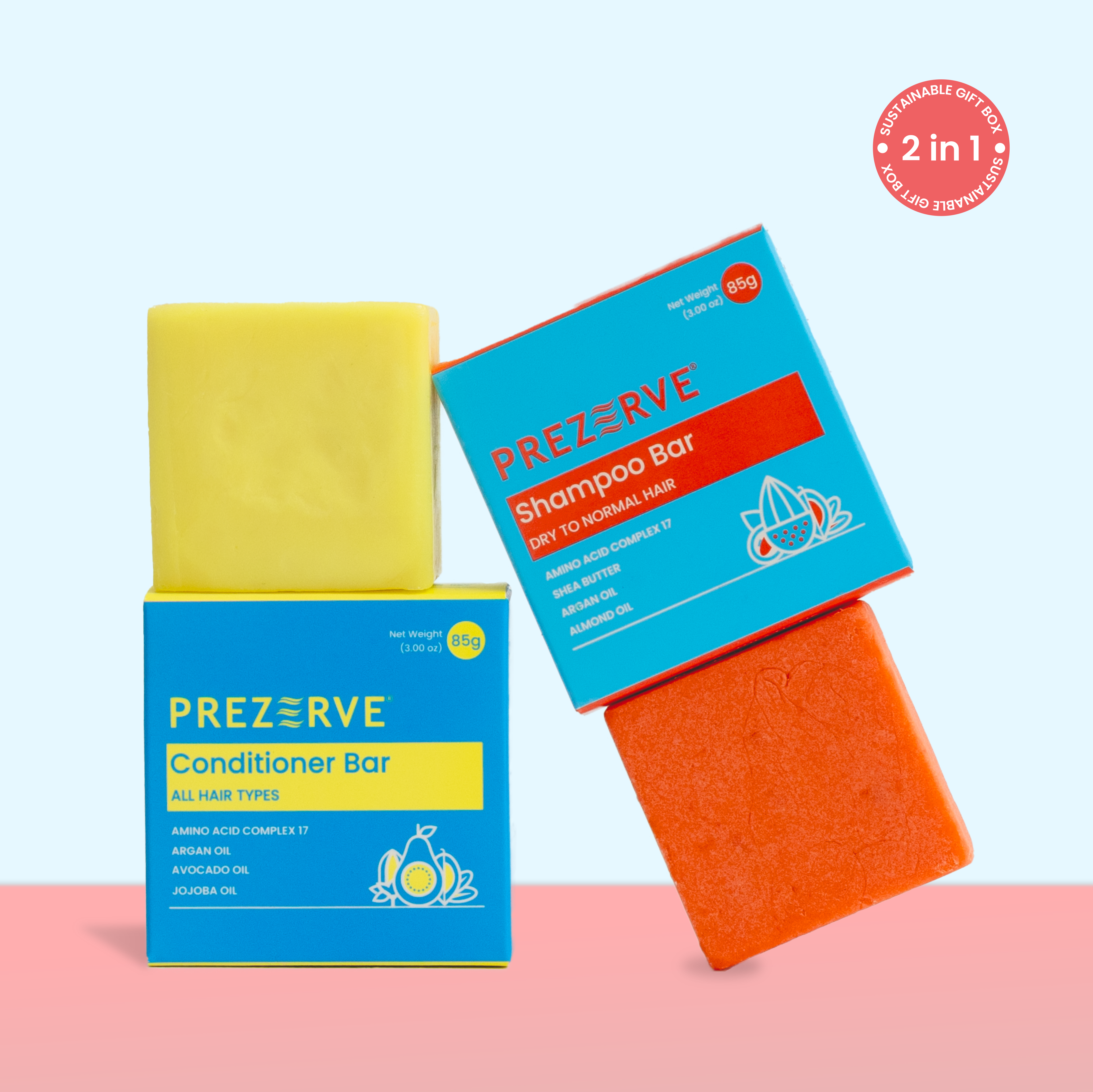 Prezerve Deep Hydration Combo - Shampoo & Conditioner Bar for Dry Hair