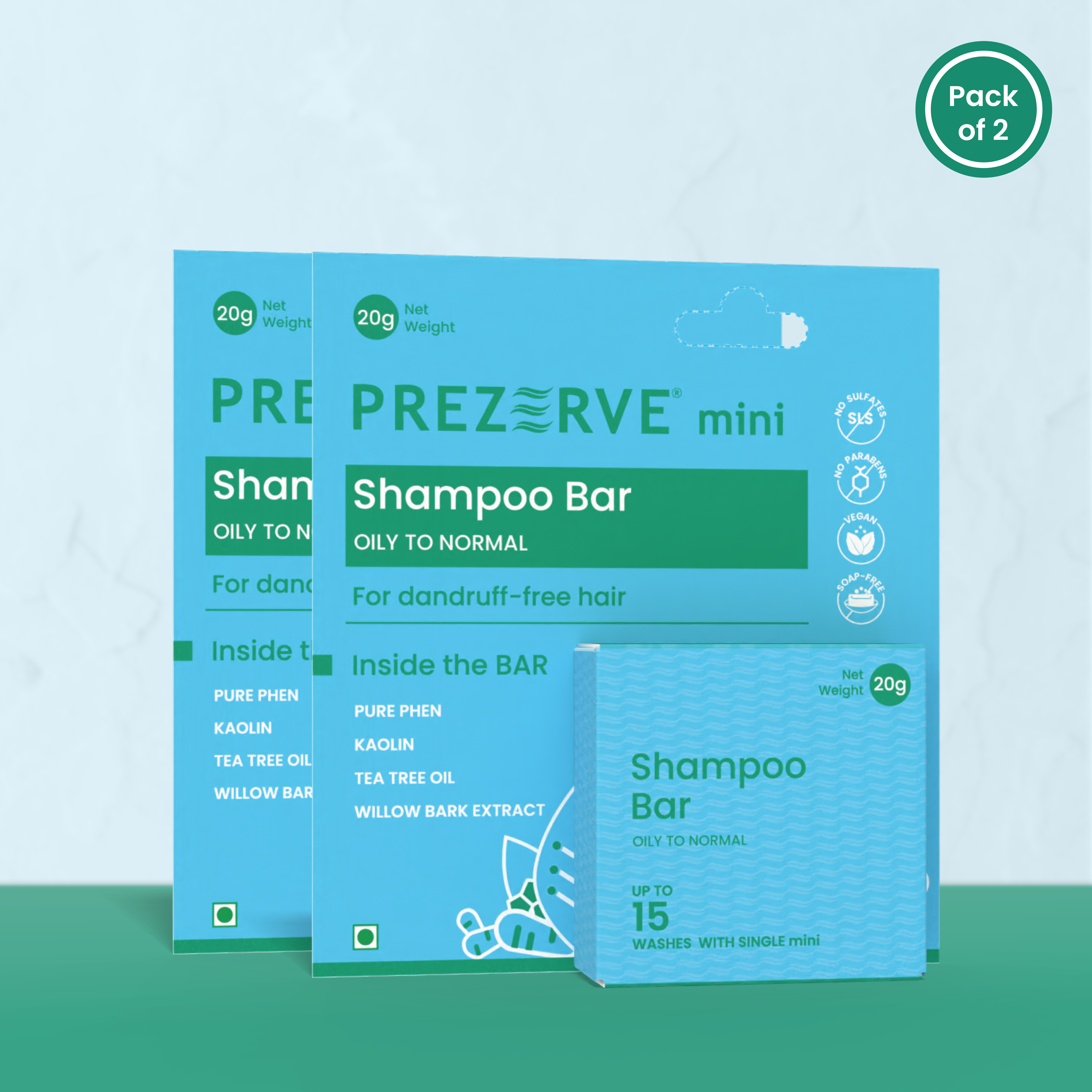 Prezerve Clarifying Mini Shampoo Bar Oily, Dandruff-Prone Hair(Pack 2)