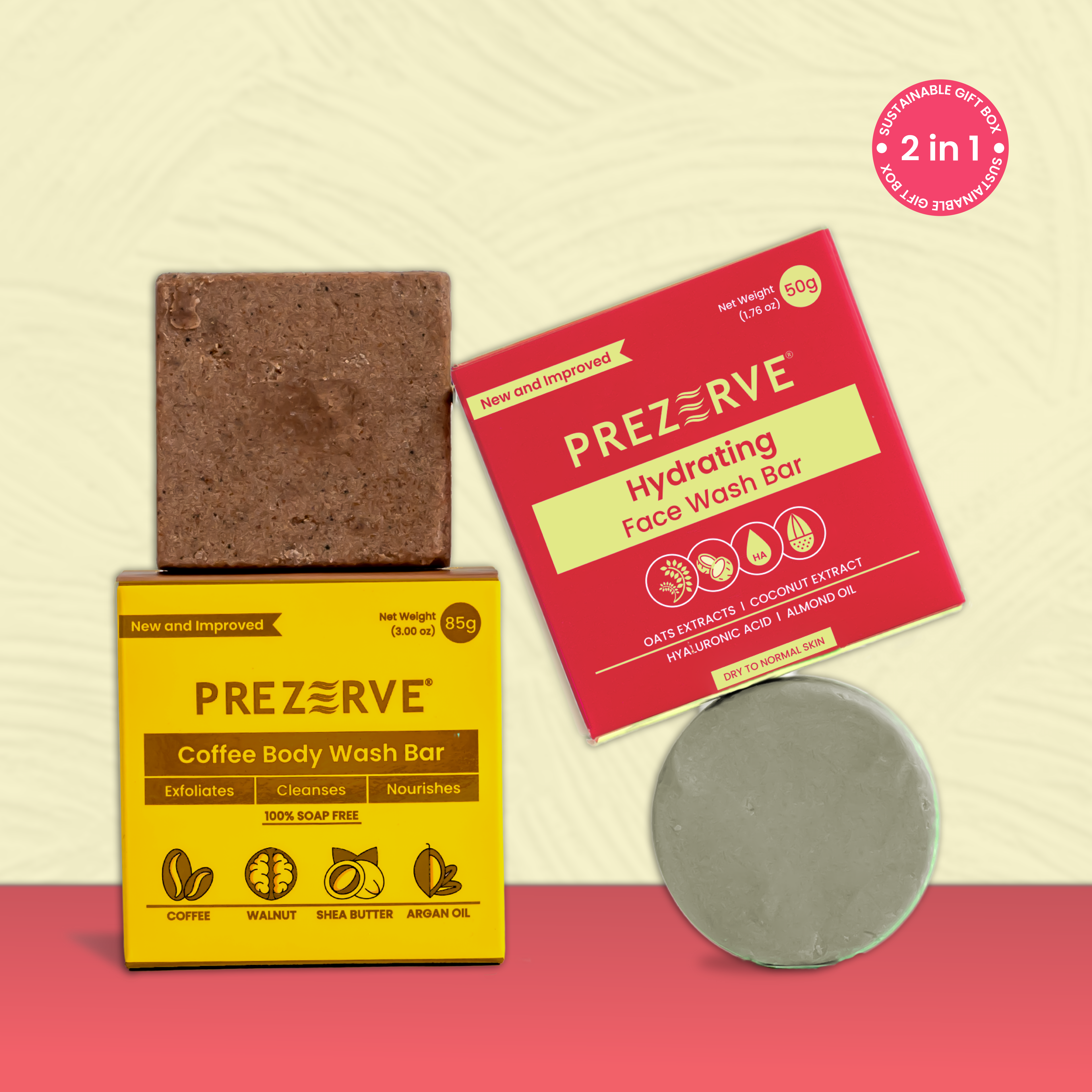 Prezerve Hydrating Face Wash & Coffee Body Wash Combo Pack -Toxin Free