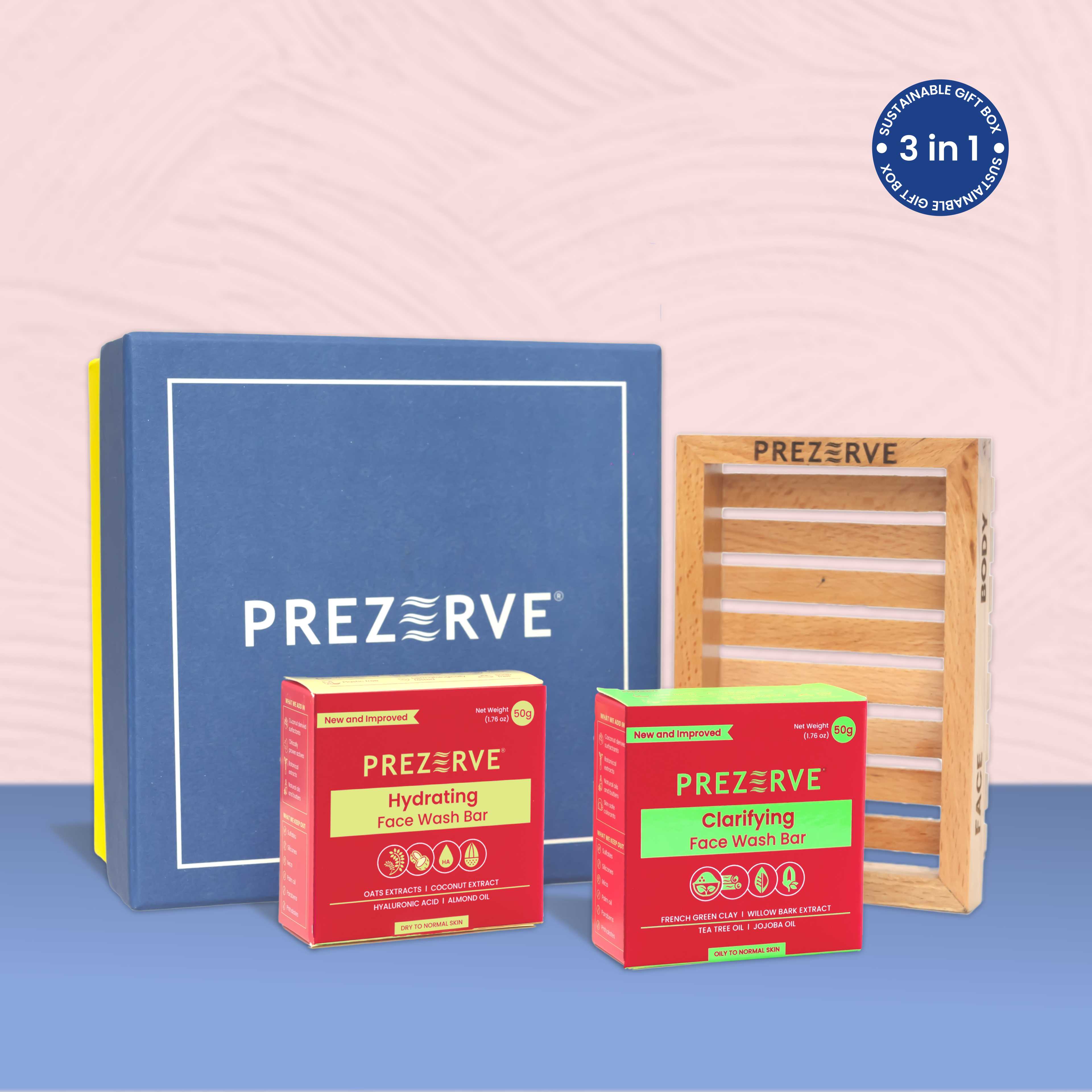 Prezerve Conscious Natural and Sustainable 3 -in-1 Face Wash Gift Set