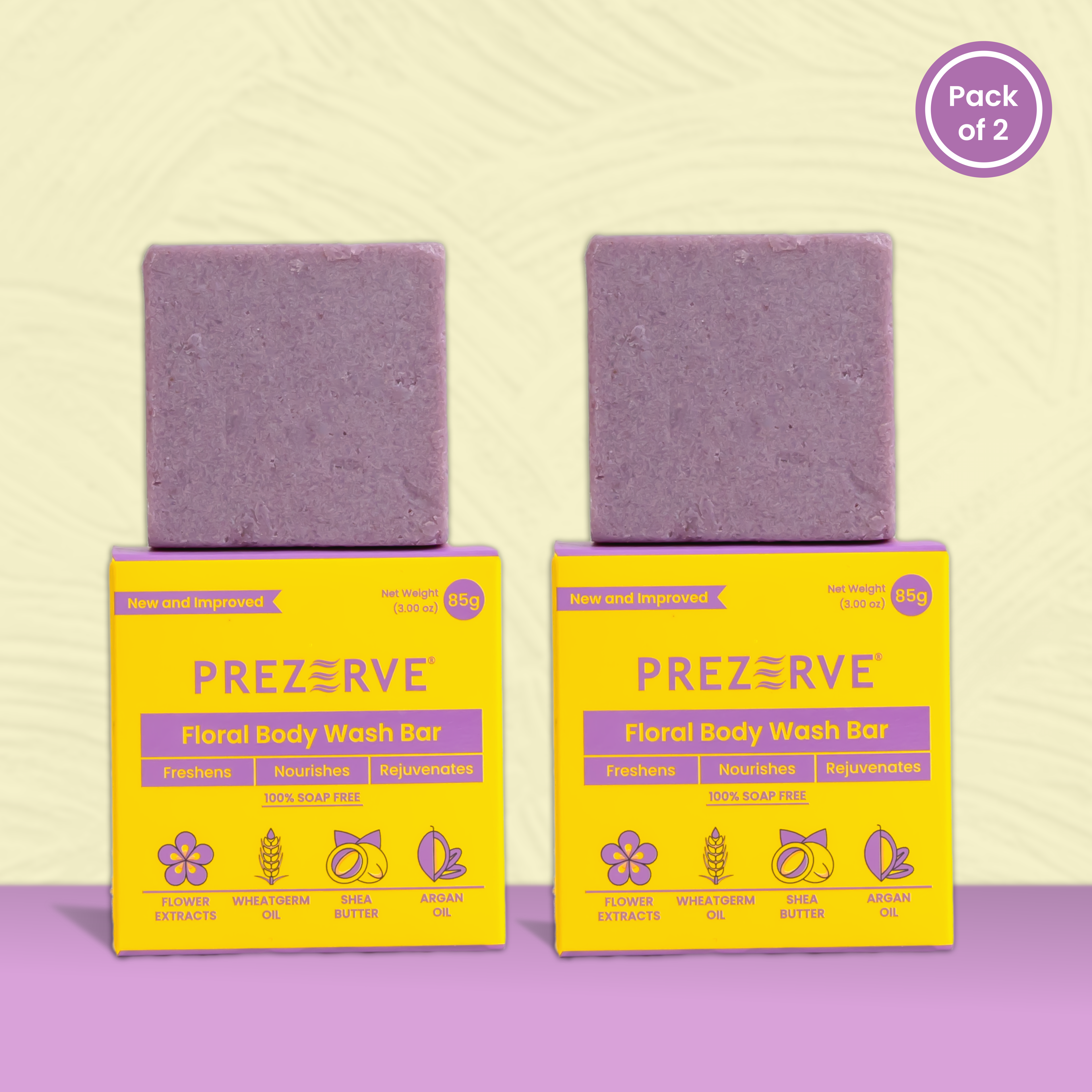 Prezerve Deep Hydration Body Wash Bar with Flower Extracts (Pack of 2)