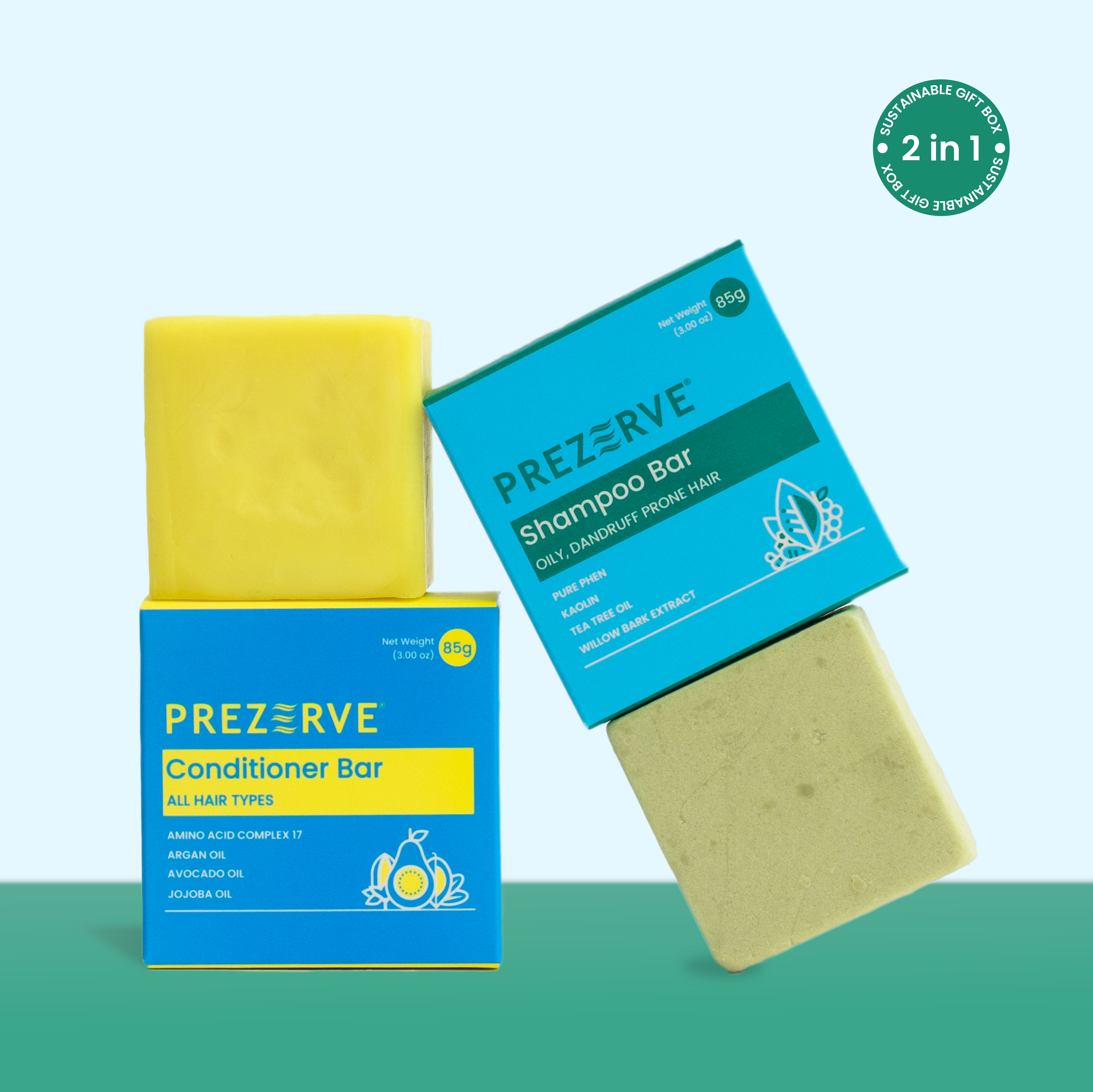 Prezerve Dandruff Solution- Clarifying Shampoo & Conditioner Bar Combo