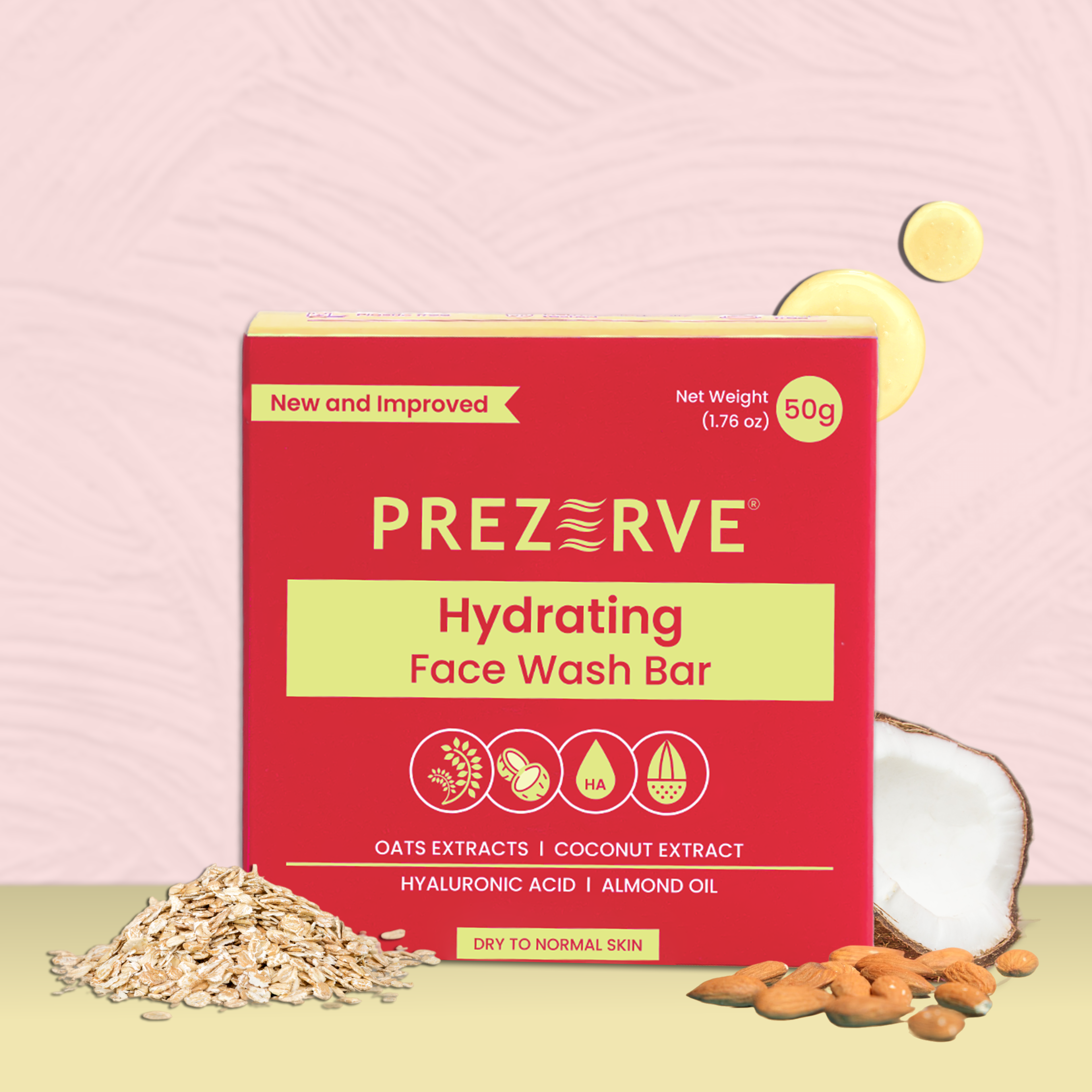 Prezerve Hydrating Face Wash Bar for Dry Skin- Natural and pH Balanced