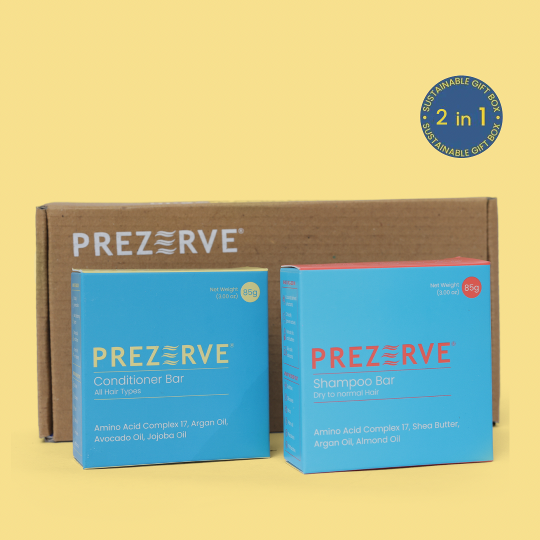 Prezerve Hydration Combo - Shampoo & Conditioner Bars for Dry to Normal Hair