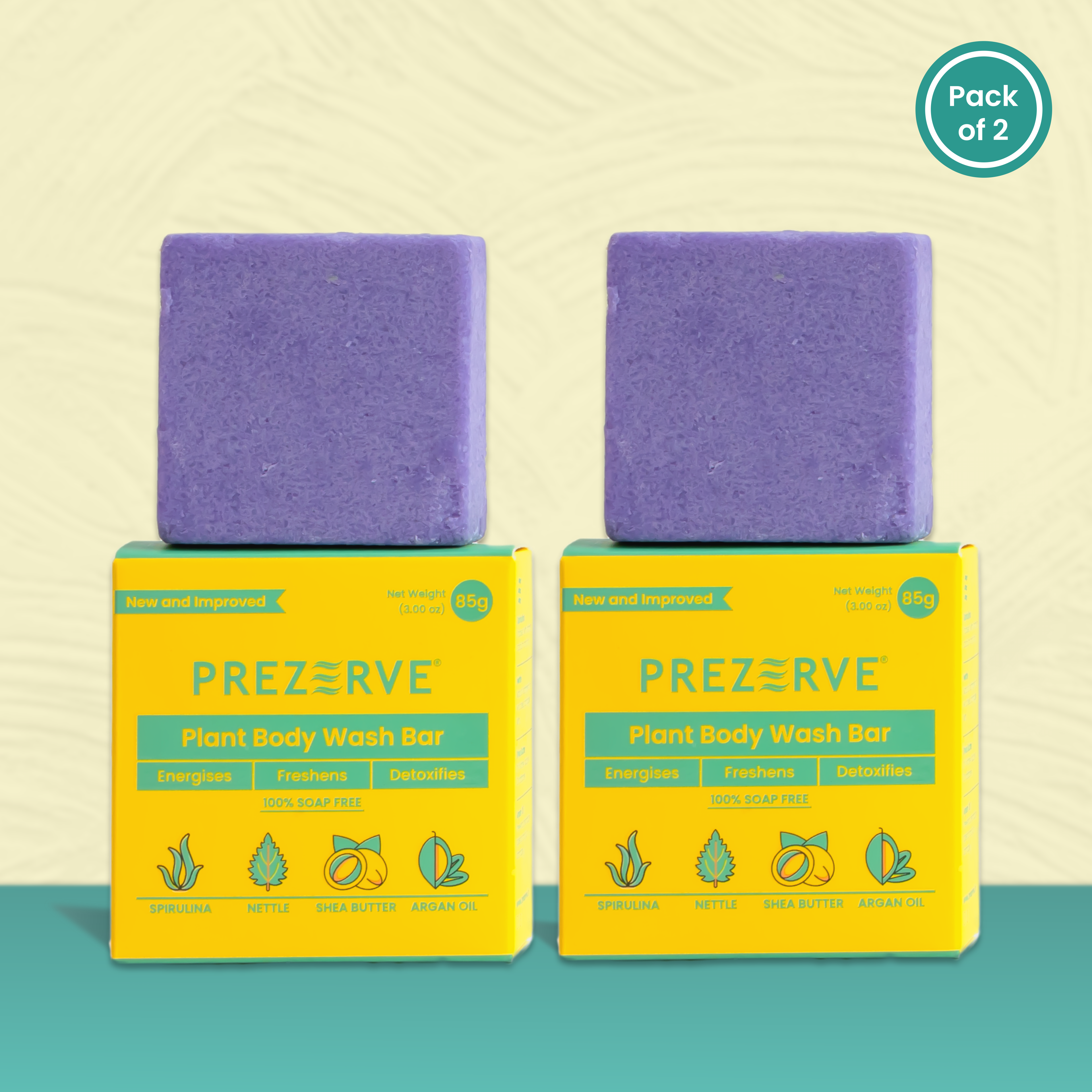 Prezerve Energising Body Wash Bars with Plant Extracts  -  (Pack of 2)