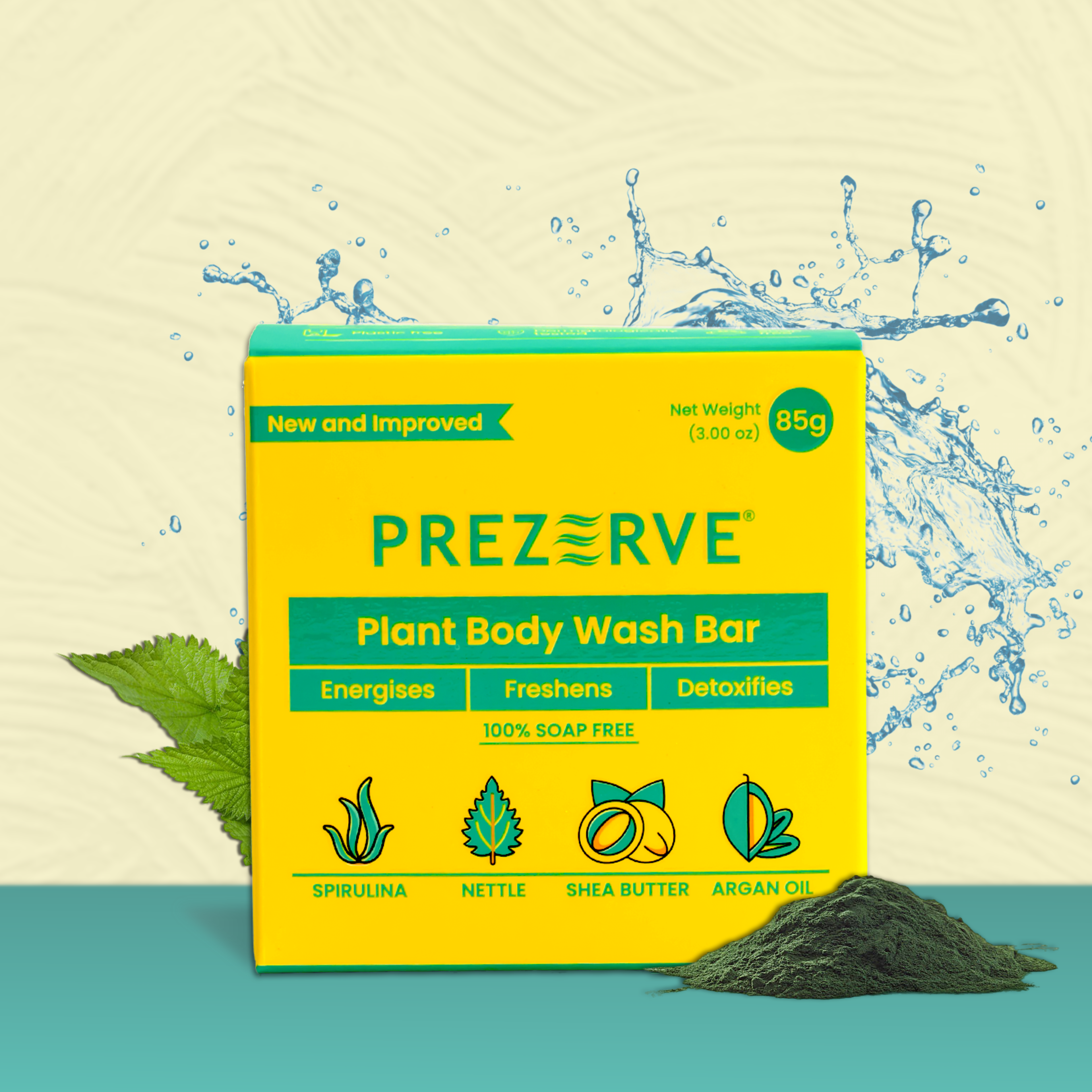 Prezerve Energising Body Wash Bar with Plant Extracts - All Skin Types
