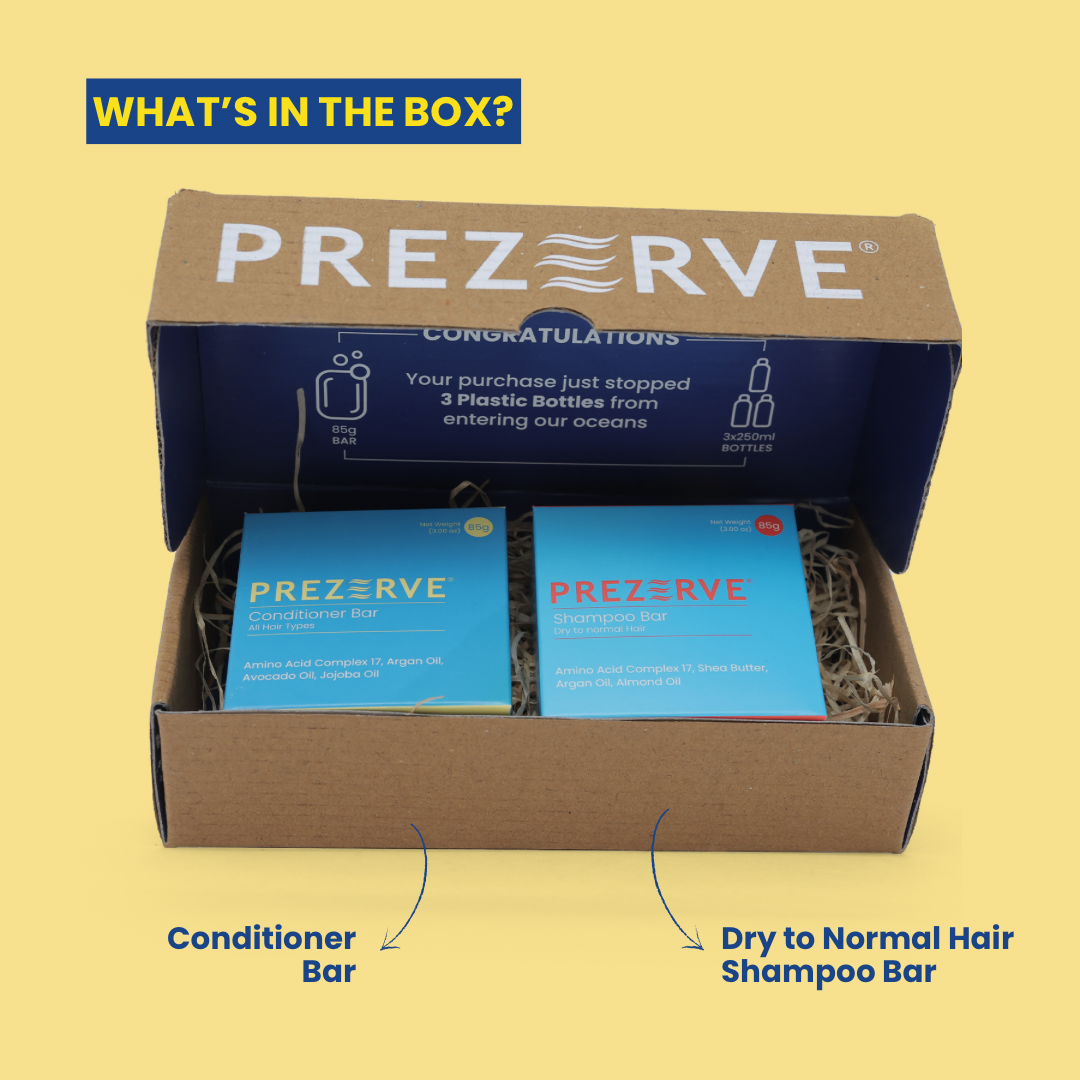 Prezerve Hydration Combo - Shampoo & Conditioner Bars for Dry to Normal Hair
