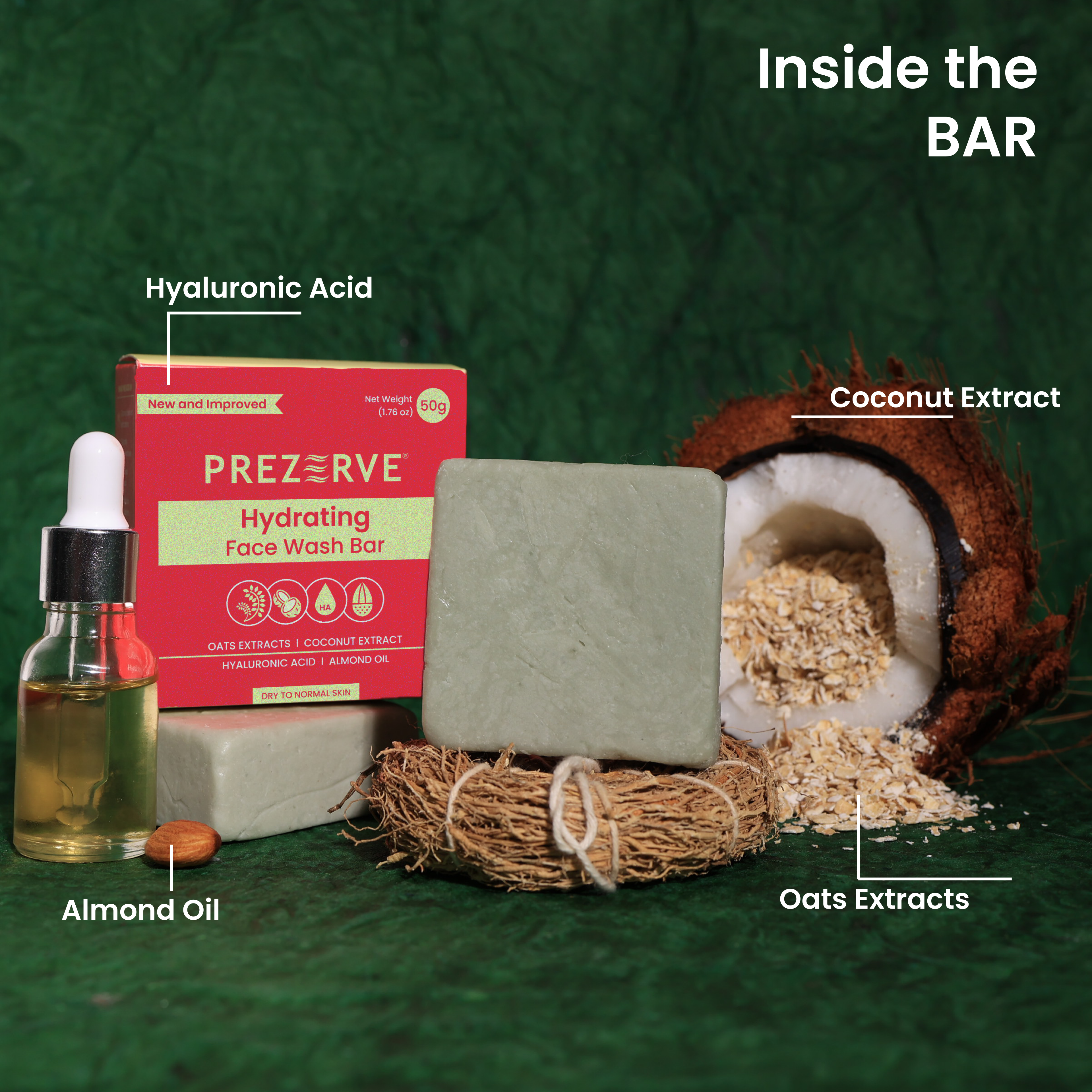 Prezerve Hydrating Face Wash Bar for Dry Skin- Natural and pH Balanced