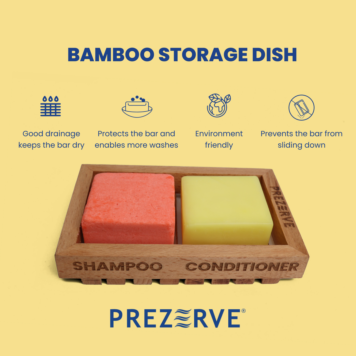 Prezerve Shampoo Bar & Bamboo Soap Dish Combo | Vegan Haircare