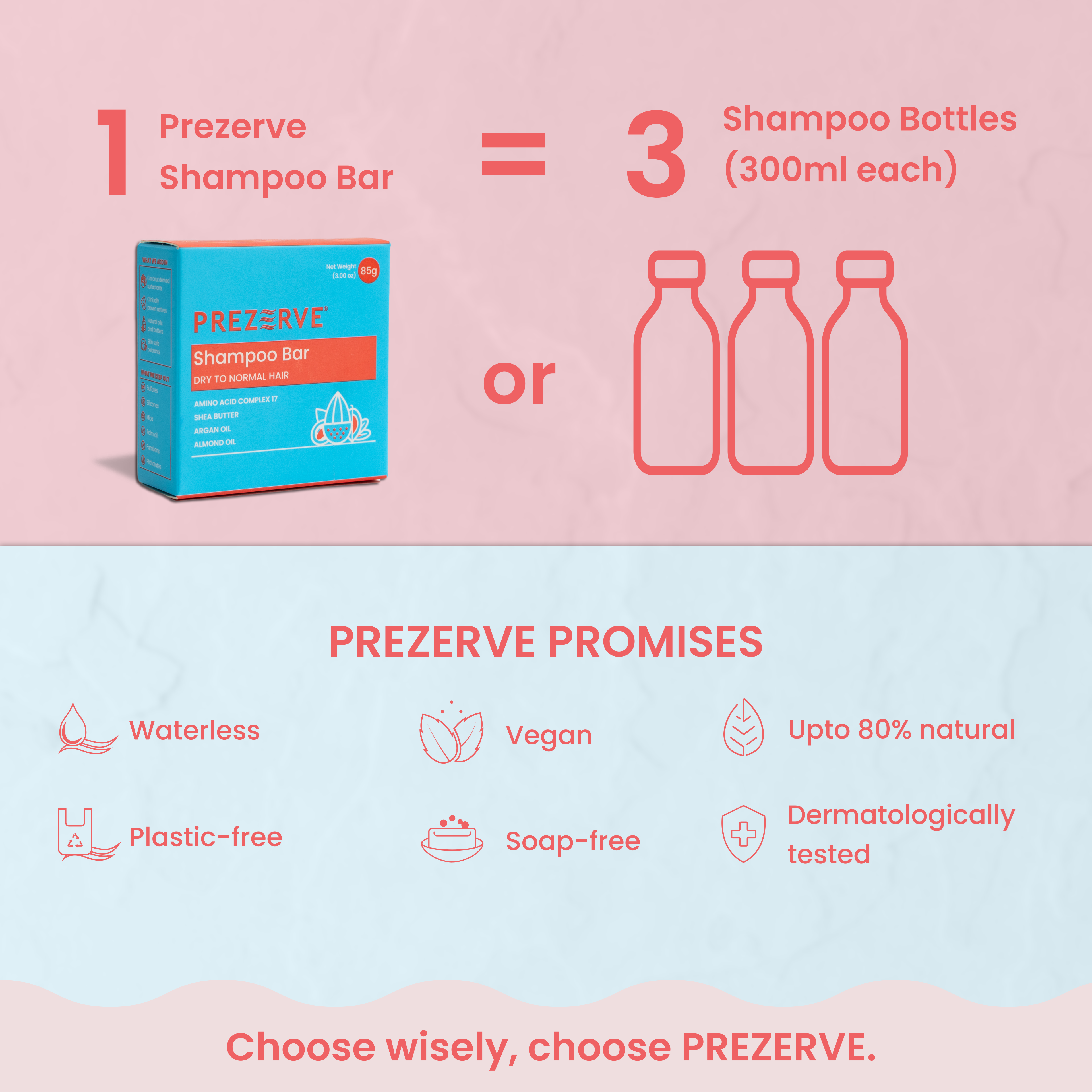 Prezerve Hydrating Shampoo Bar for Dry Hair and Bamboo Soap Dish Combo