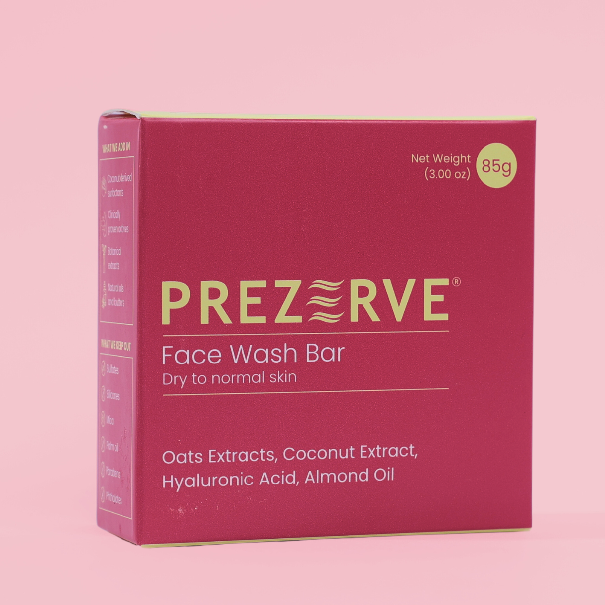 Prezerve Hydrating Face Wash Bar for Dry to Normal Skin