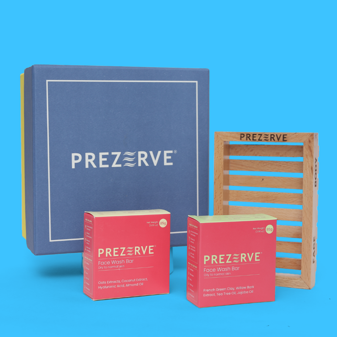 Prezerve 3-in-1 Face Wash Bars & Bamboo Tray Combo