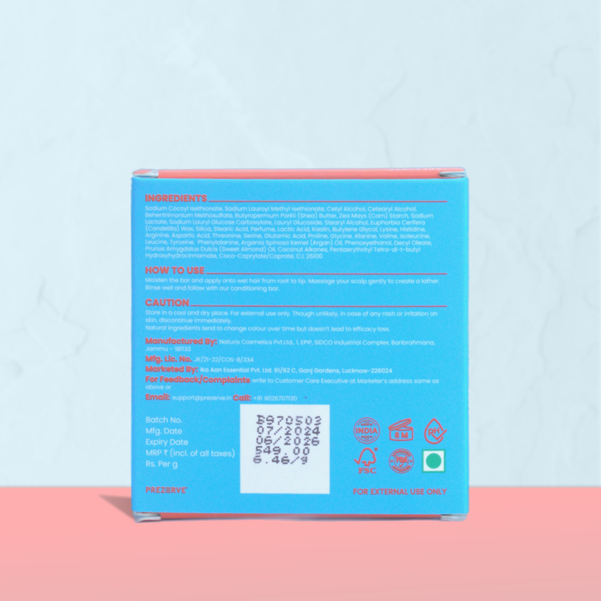 Prezerve Nourishing Shampoo Bar for Dry Hair - Revives and Strengthens