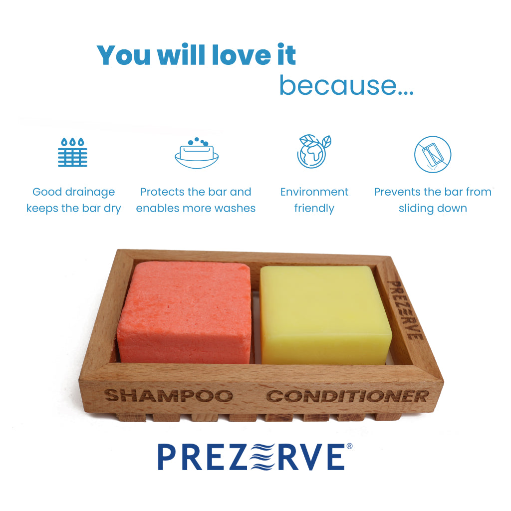 Prezerve Bamboo Storage Dish for Shampoo and Conditioner Bars